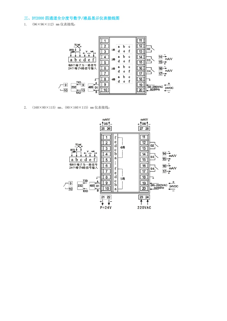 东辉仪表DY2000（FEL）液晶显示四通道全分度号仪表