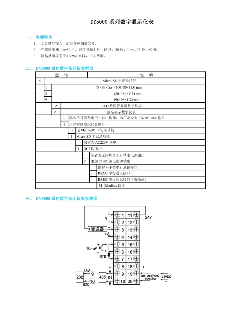 DY5000(Z)系列数字显示仪表