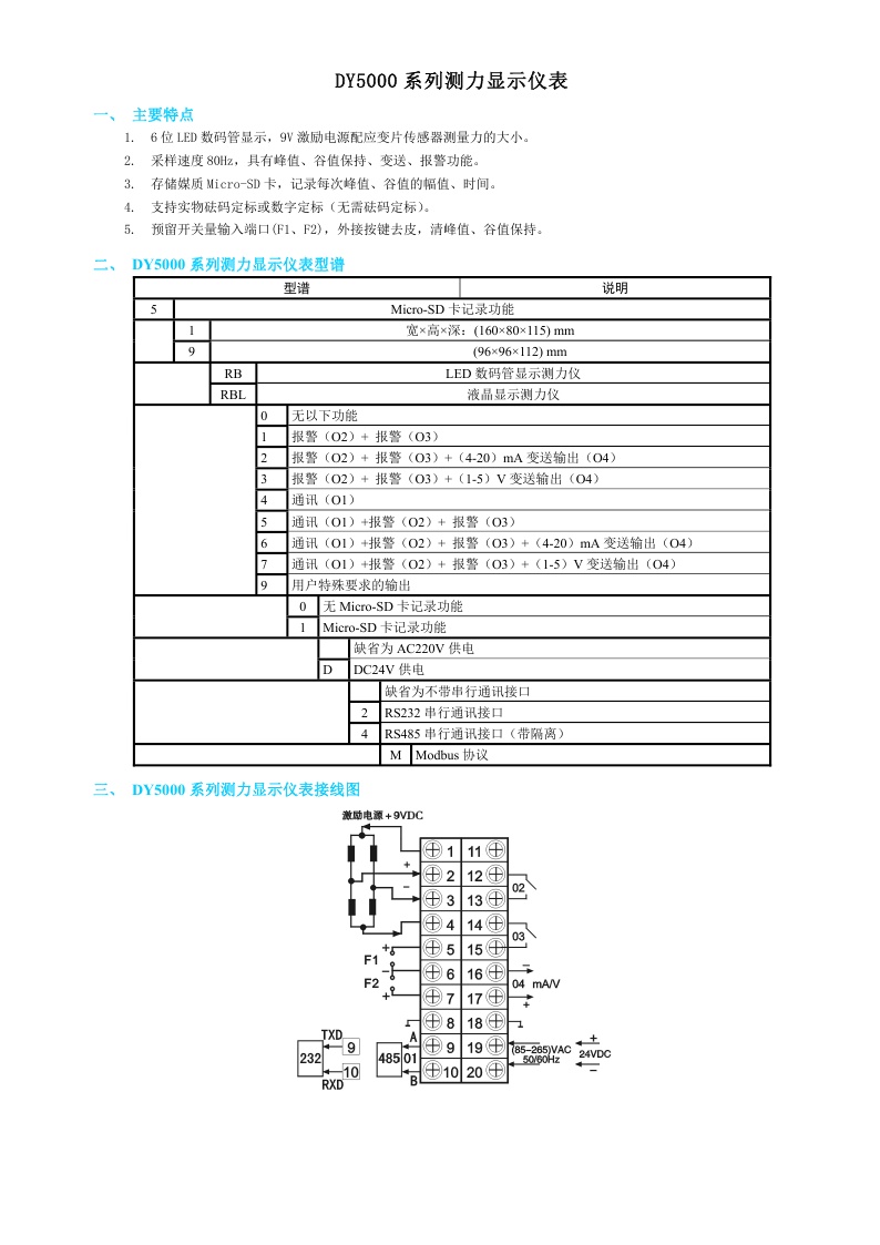 DY5000(RB)系列测力显示仪表