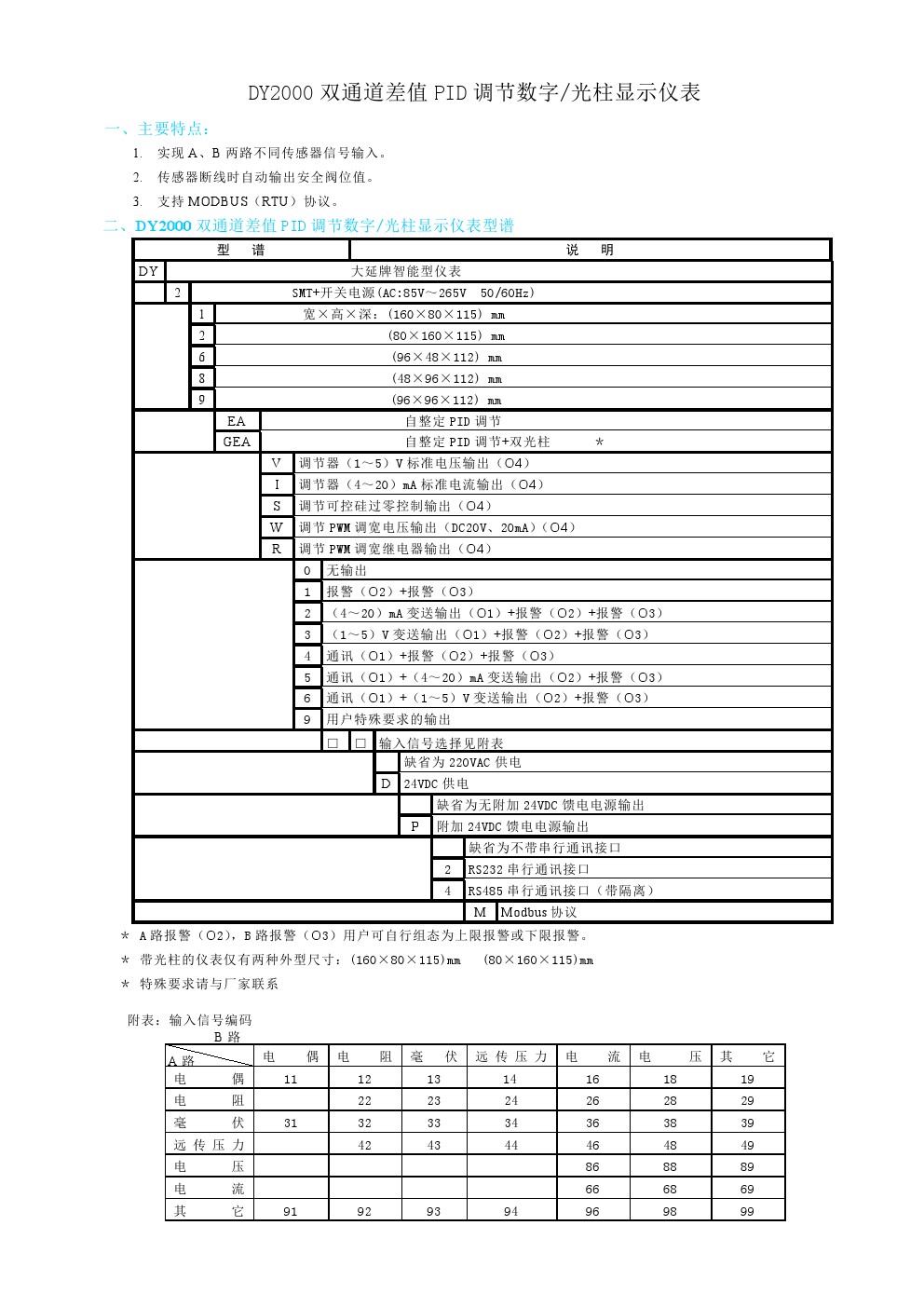 DY21EA、DY22EA、DY26EA、DY28EA、DY29EA、DY2000（EA/GEA）双通道差值PID调节数字/光柱显示仪表